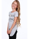 Girls\' tunic with a slit, light gray NDZ8229 - Online store - Boutique